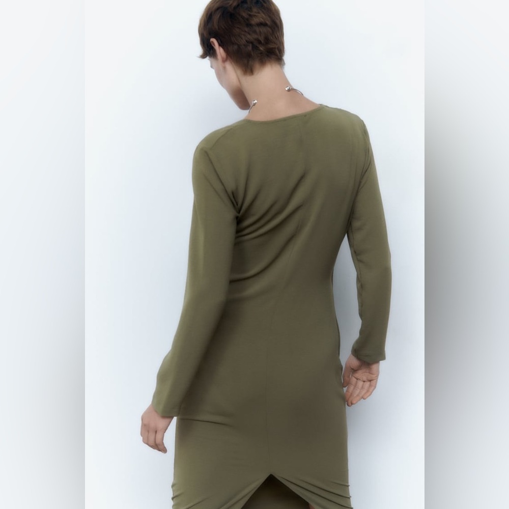 ZARA RUCHED WRAP DRESS - Picture 5 of 7